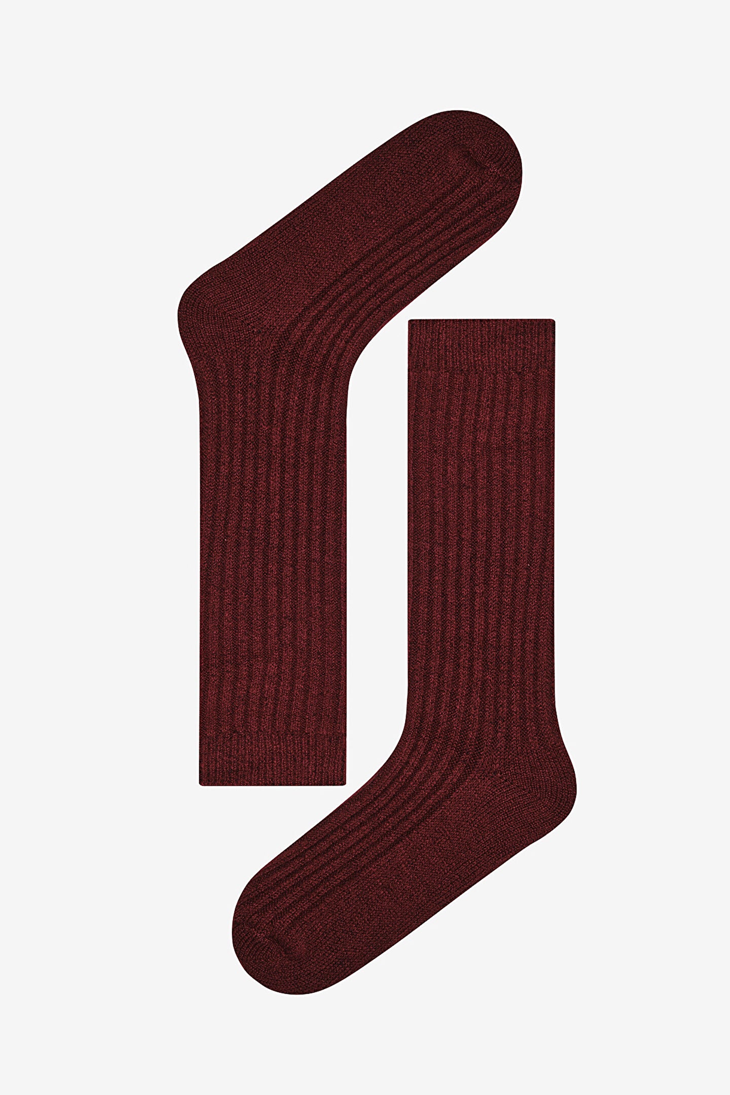 Vertical Rib Bordo Soket Çorap