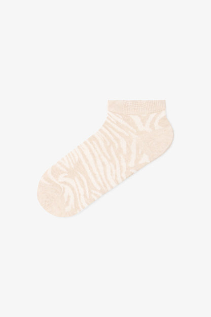 3 Çift Pamuklu Zebra Desenli Patik Çorap Phx93e6h25sk-bjl - Bej Multi - Penti