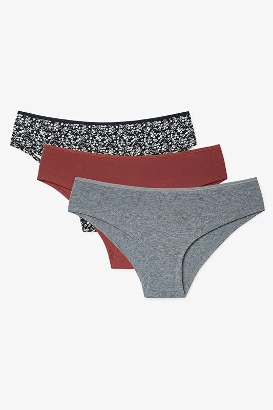 Çiçekli Silhouette 3'lü  Normal Bel Hipster Külot Pl064xow25sk-mix - Çok Renkli - Penti