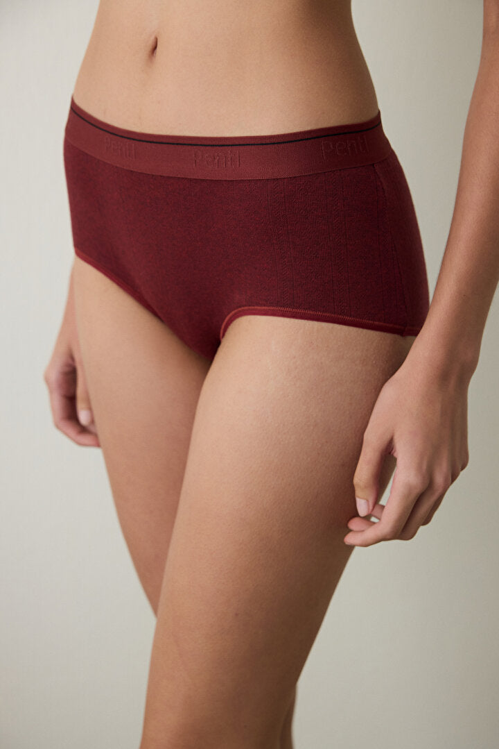 Bordo Melanj Pamuklu Yüksek Bel Slip Külot Pl7w1o9g25sk-br43 - Penti