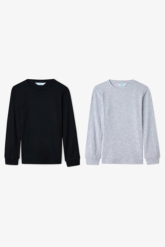 Unisex Uzun Kollu 2 Li Çok Renkli T-shirt