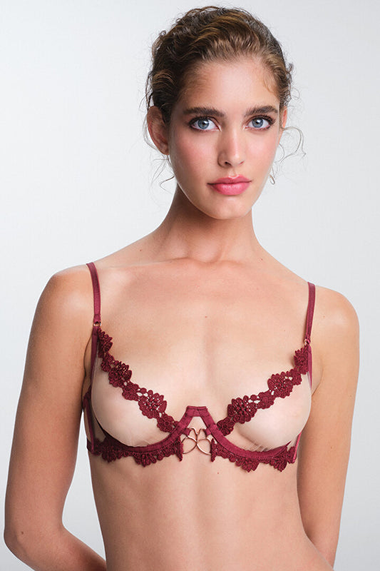 Bordo Olea Dantelli Balenli Dolgusuz Toparlayıcı Sütyen Plld3lep25sk-br13 - Bordo - Penti