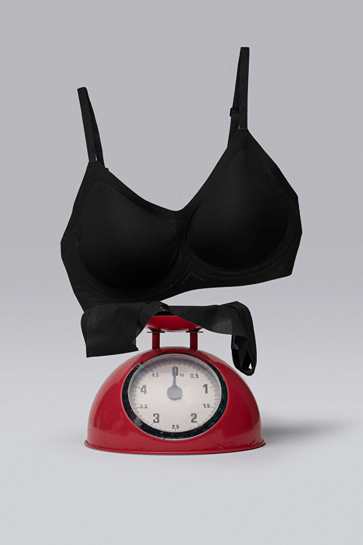 Zerogram - Ribbed Light Invisible Siyah Sütyen