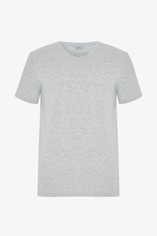 Erkek Regular Gri Melanj Tişört