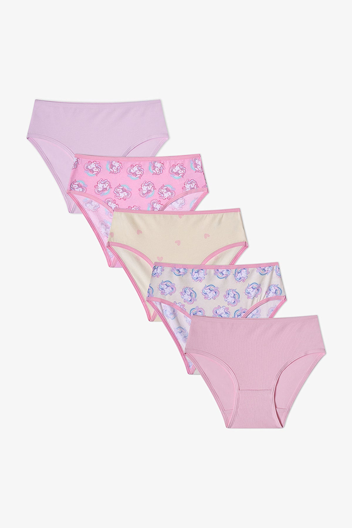 Kız Çocuk Pembe Unilove Unicorn Desenli 5'li Slip Külot