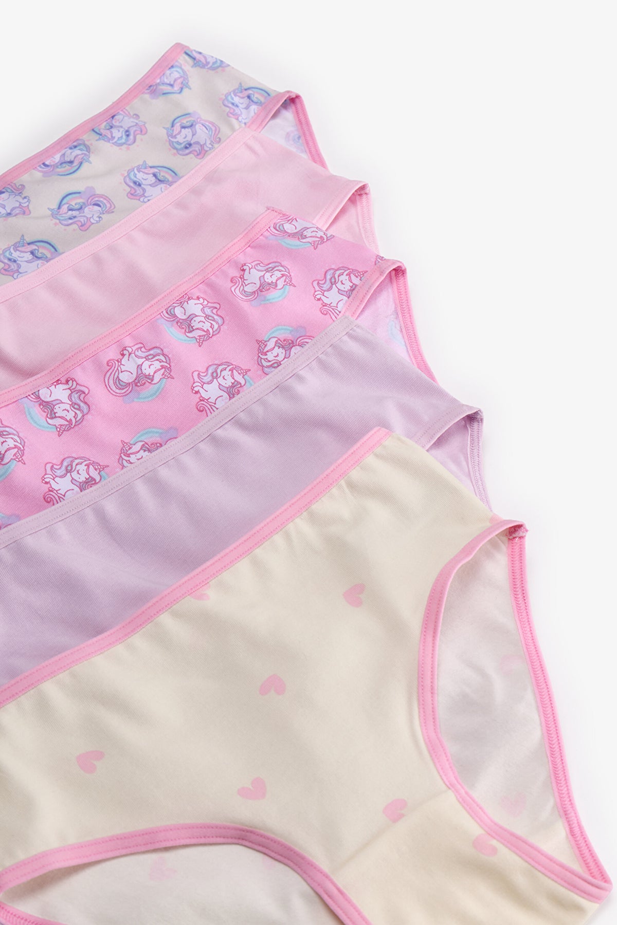 Kız Çocuk Pembe Unilove Unicorn Desenli 5'li Slip Külot