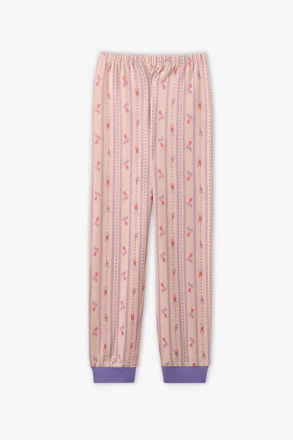 Kız Çocuk Açık Pembe Carrot Chase Uzun Kollu Pijama Takımı