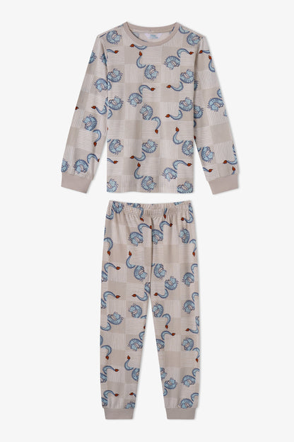 Erkek Çocuk Gri The Gentle Knight Pamuklu Uzun Kollu 2'li Pijama Takımı
