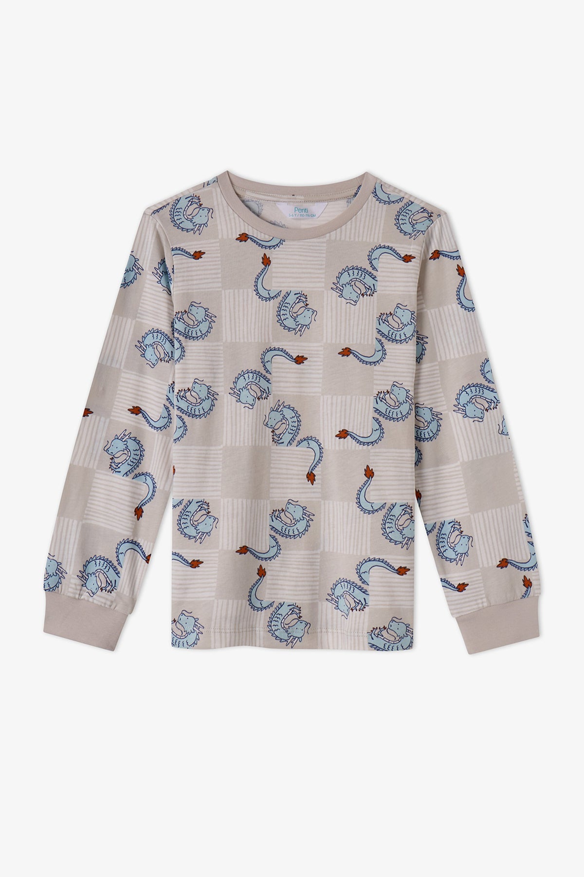 Erkek Çocuk Gri The Gentle Knight Pamuklu Uzun Kollu 2'li Pijama Takımı