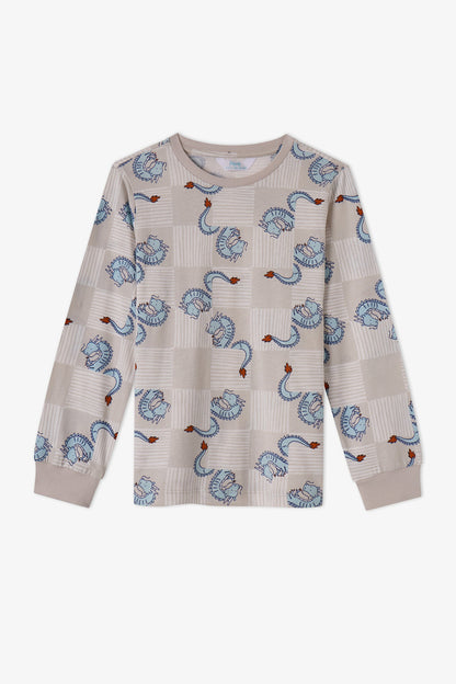 Erkek Çocuk Gri The Gentle Knight Pamuklu Uzun Kollu 2'li Pijama Takımı