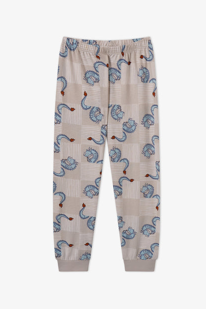 Erkek Çocuk Gri The Gentle Knight Pamuklu Uzun Kollu 2'li Pijama Takımı