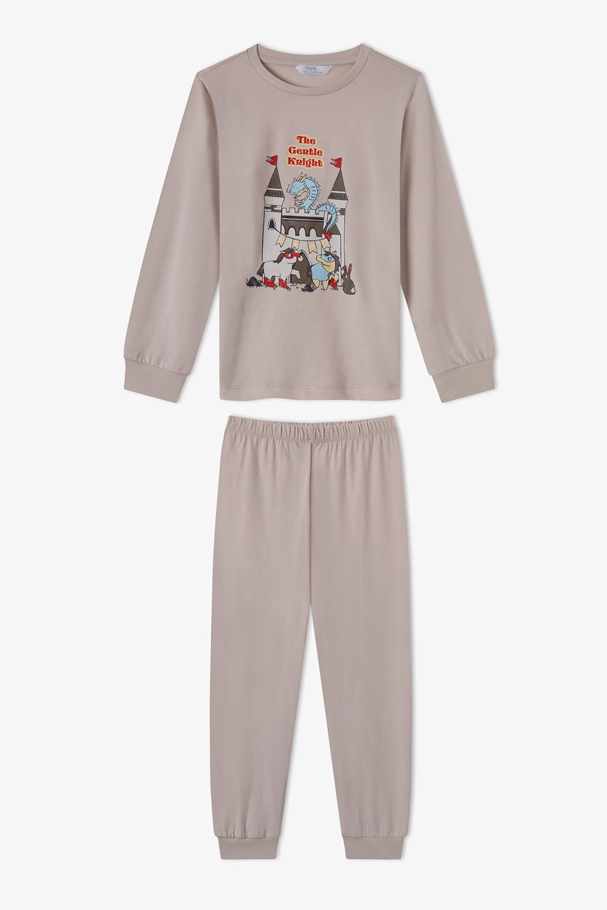Erkek Çocuk Gri The Gentle Knight Pamuklu Uzun Kollu 2'li Pijama Takımı