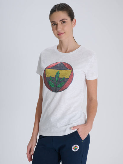 Fenerbahçe Beyaz Logolu Tribün Kadın Tshirt