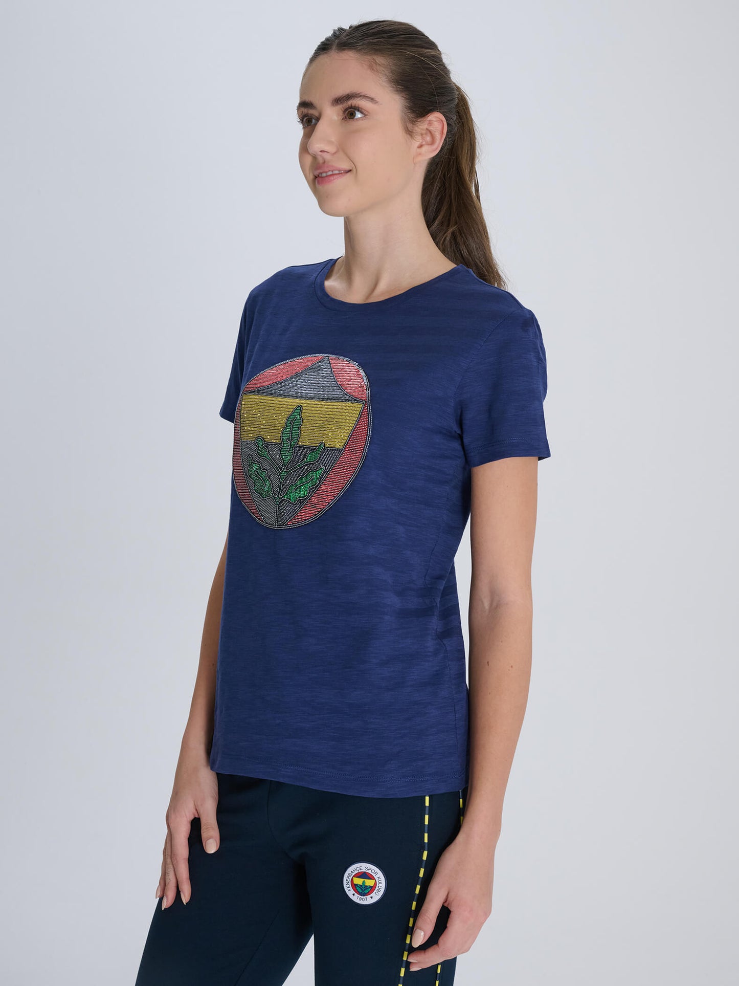Fenerbahçe Lacivert Logolu Tribün Kadın Tshirt