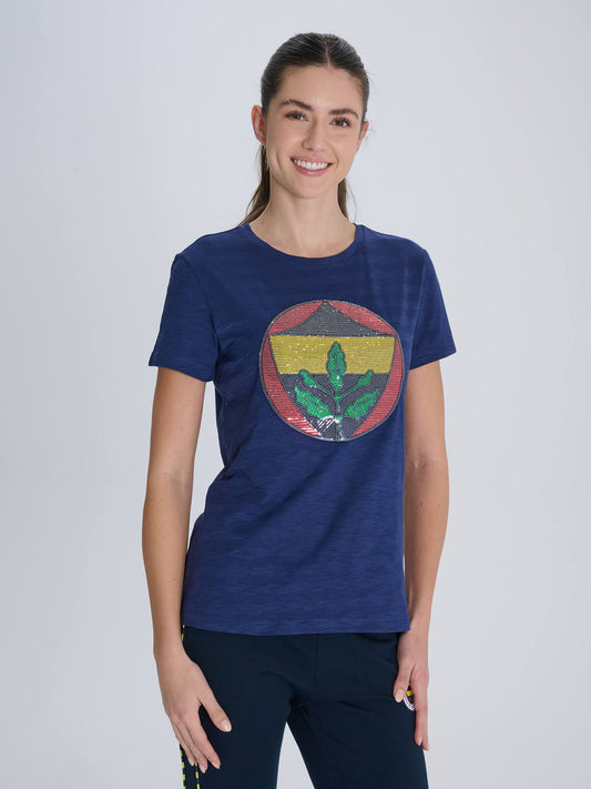 Fenerbahçe Lacivert Logolu Tribün Kadın Tshirt