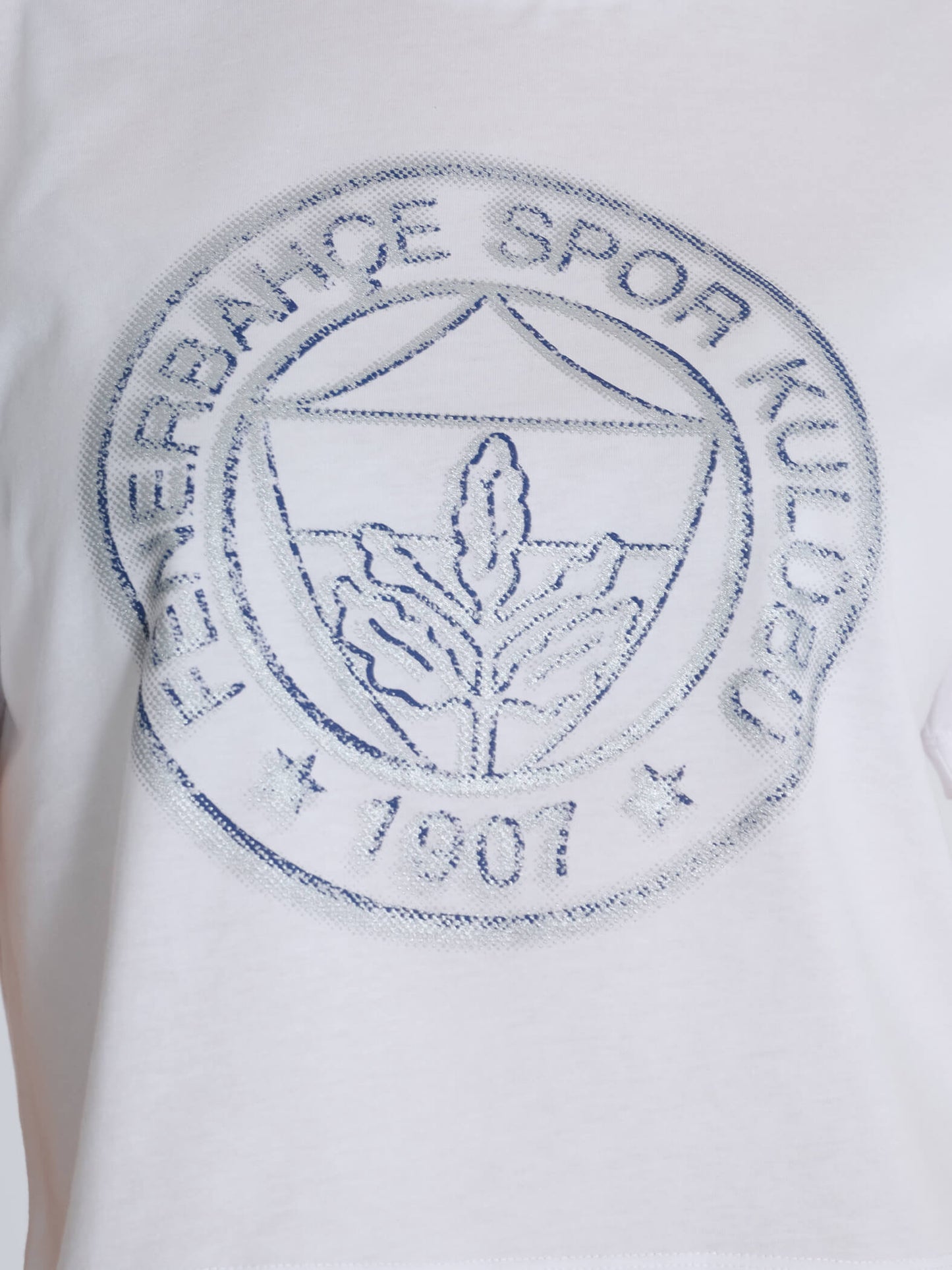 Fenerbahçe Beyaz Tribün Halftone Logolu Kadın Oversize Tshirt
