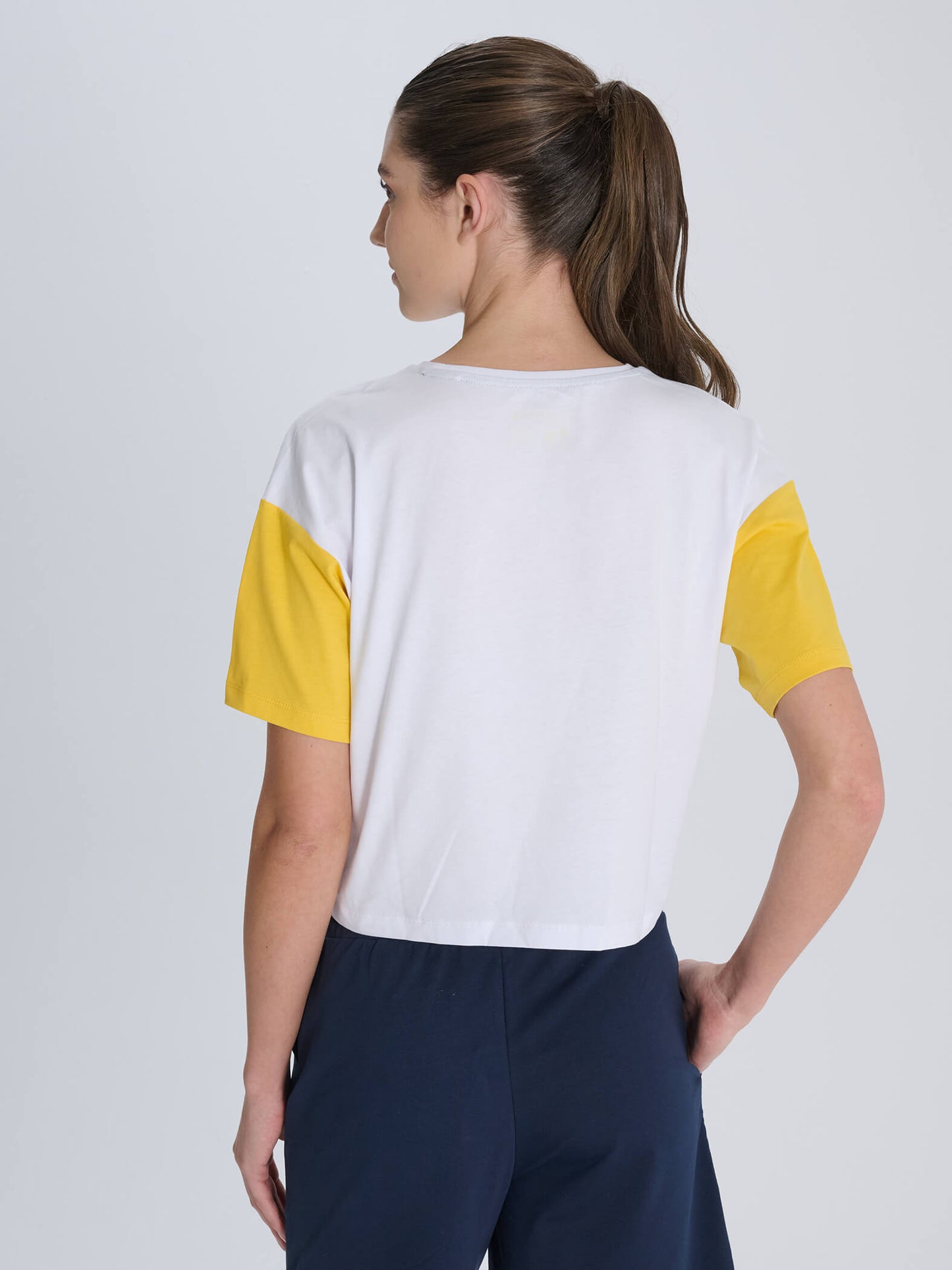 Fenerbahçe 3 Renkli Bloklu Kadın Kolej Tshirt