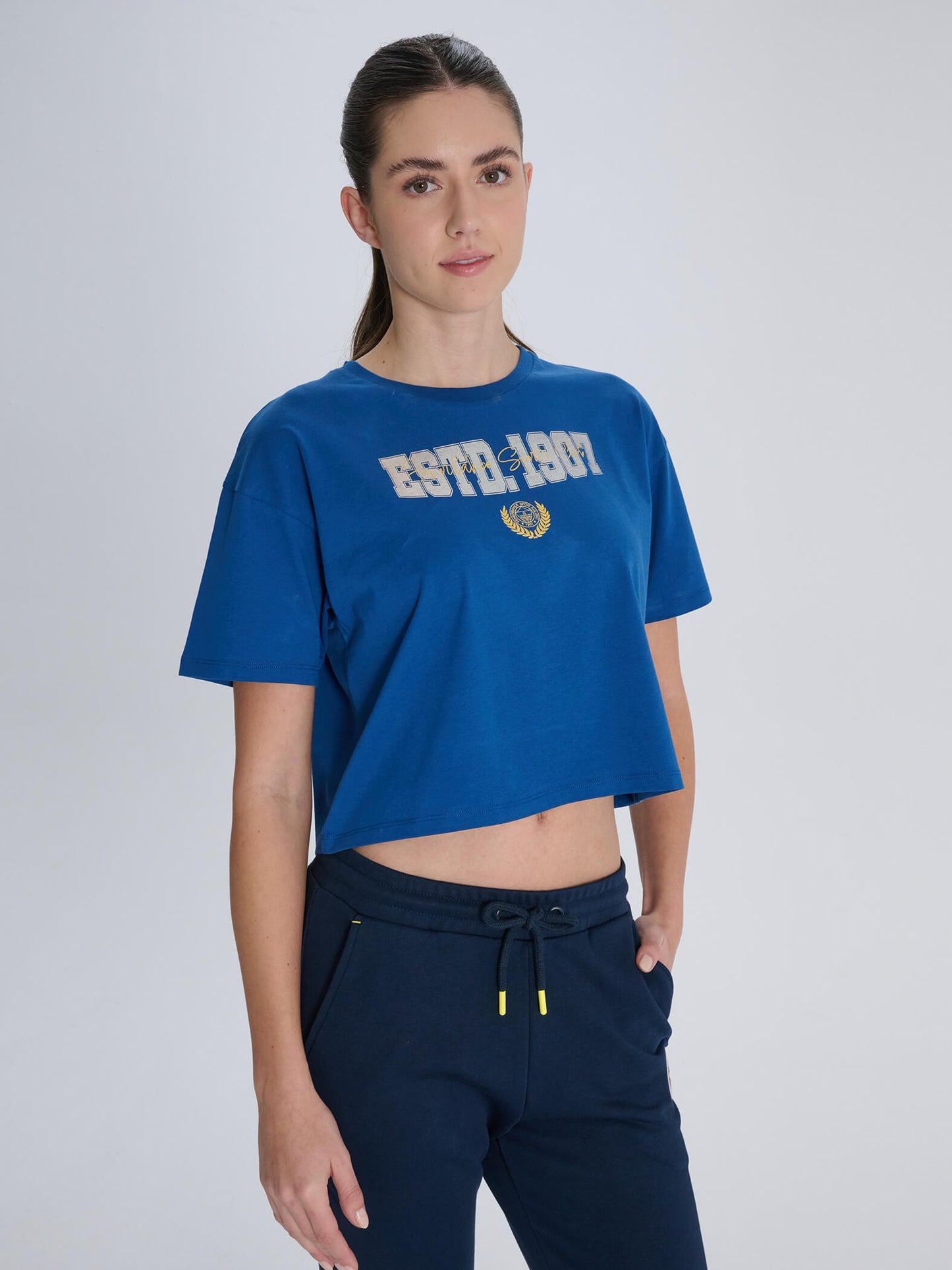 Fenerbahçe Mavi Estd 1907 Kadın Kolej Tshirt