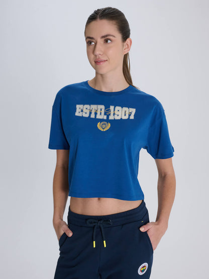 Fenerbahçe Mavi Estd 1907 Kadın Kolej Tshirt