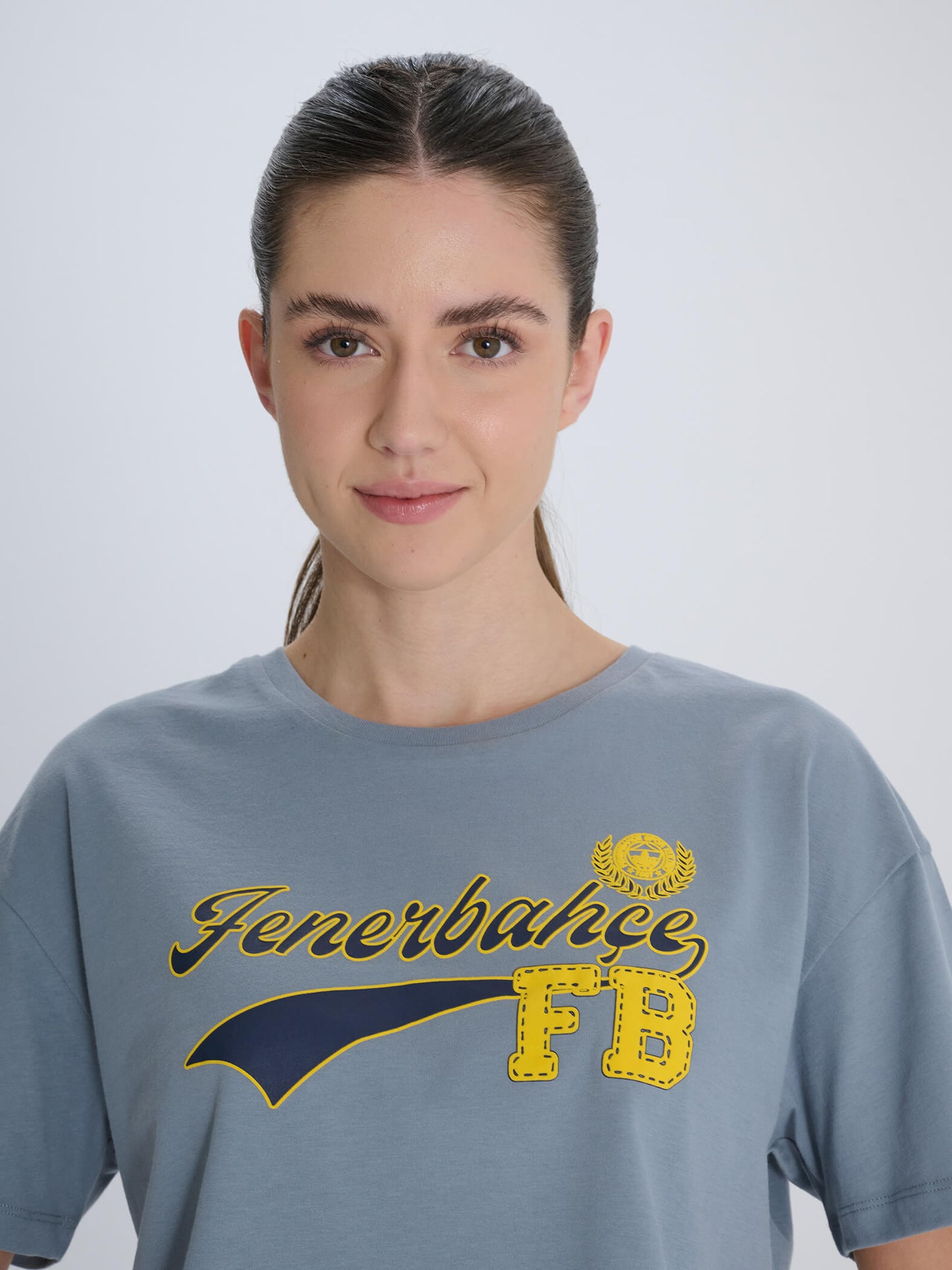 Fenerbahçe Gri Kadın Kolej Oversize Tshirt