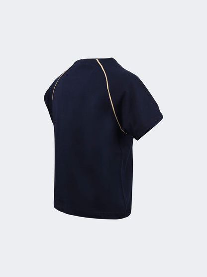 Çocuk Lacivert 5 Yıldız Biyeli Gold Logo Tshirt