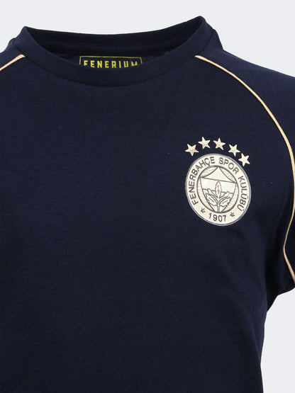Çocuk Lacivert 5 Yıldız Biyeli Gold Logo Tshirt