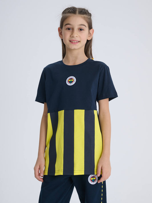 Fenerbahçe Lacivert Çubuk Bloklu Tribün Çocuk Tshirt
