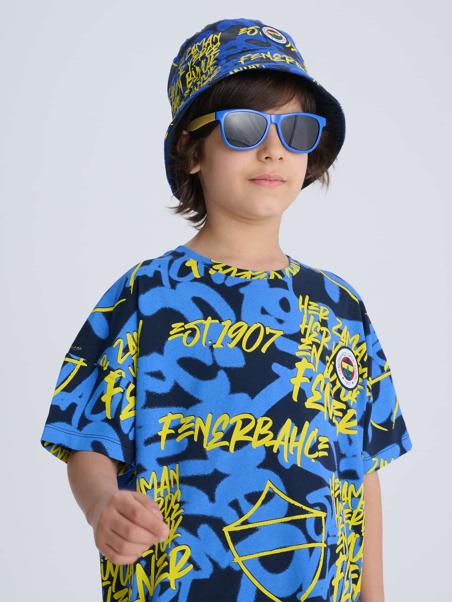 Fenerbahçe 3 Renkli En Büyük Fenerbahçe Tribün Çocuk Oversize Tshirt