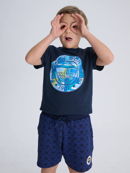 Fenerbahçe Lacivert Kamuflaj Logolu Tribün Çocuk Tshirt