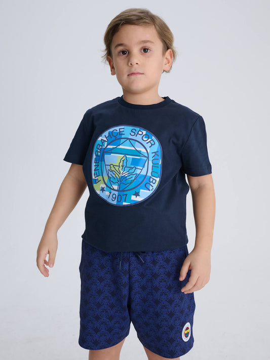 Fenerbahçe Lacivert Kamuflaj Logolu Tribün Çocuk Tshirt