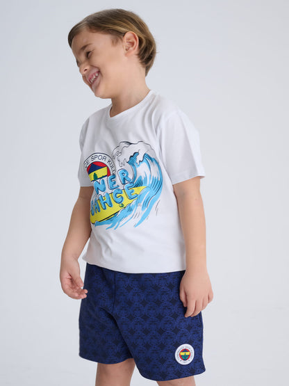 Fenerbahçe Beyaz Sörf Efektli Tribün Çocuk Tshirt