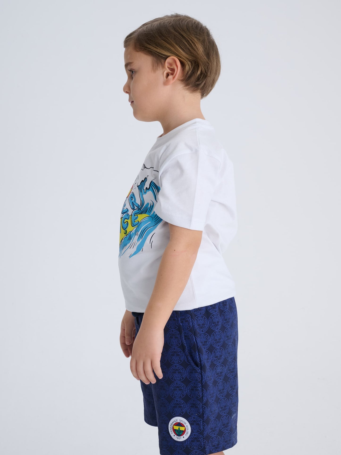 Fenerbahçe Beyaz Sörf Efektli Tribün Çocuk Tshirt