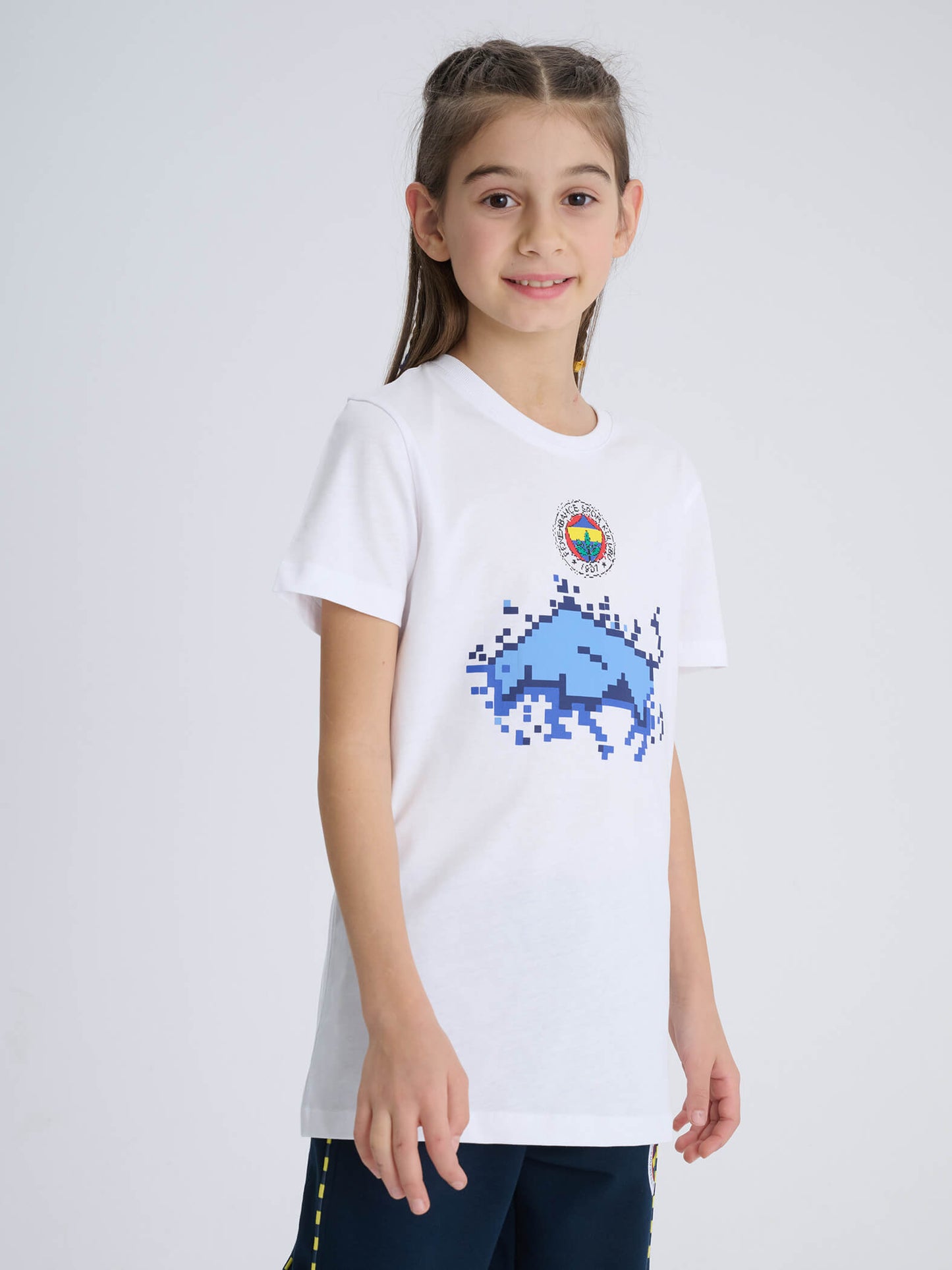 Fenerbahçe Beyaz Pixel Boğa Tribün Çocuk Tshirt