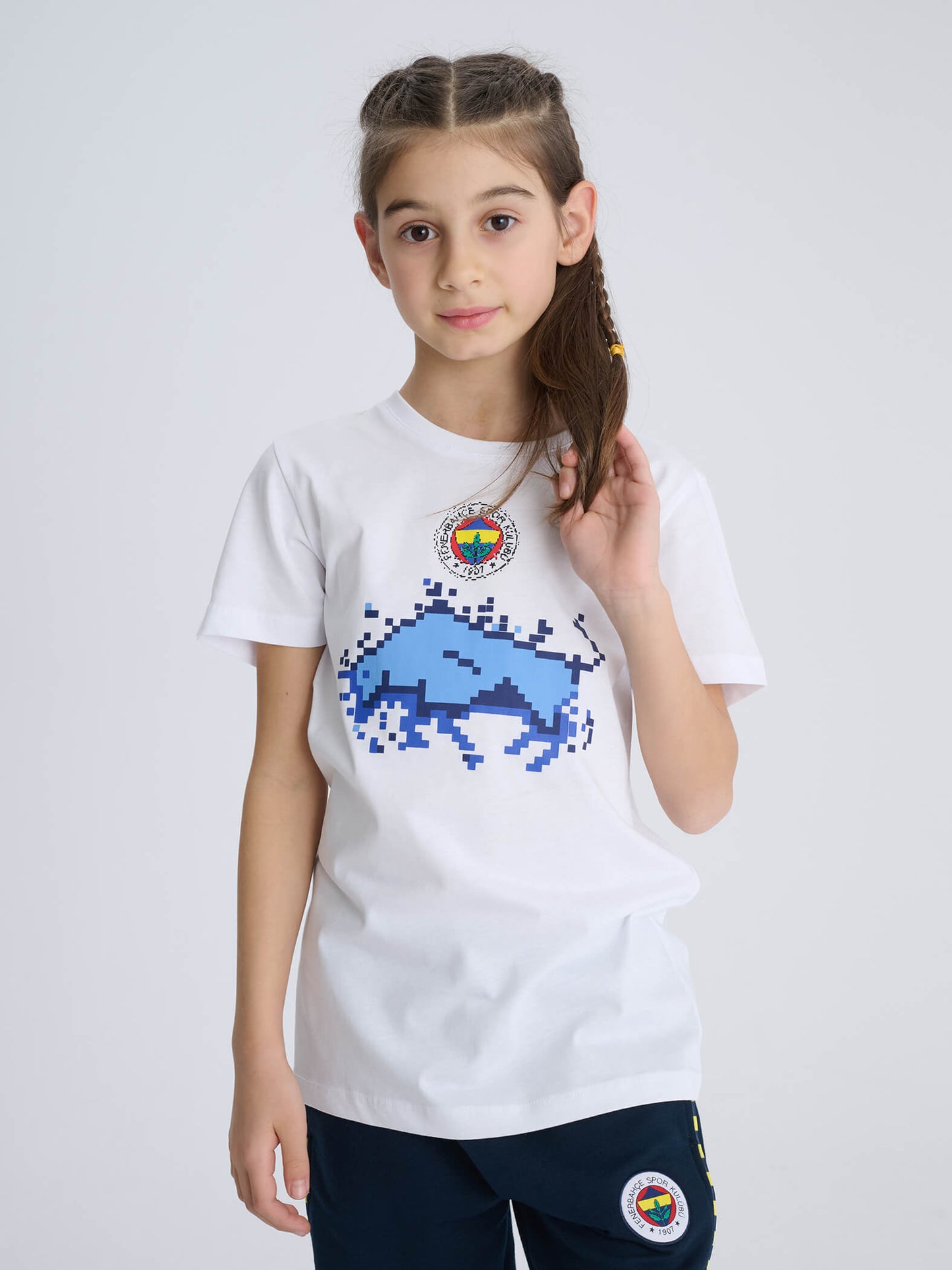 Fenerbahçe Beyaz Pixel Boğa Tribün Çocuk Tshirt