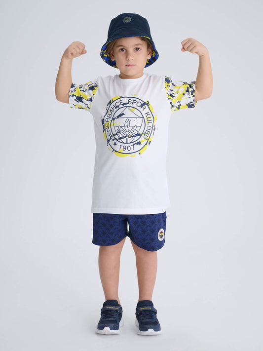 Fenerbahçe Beyaz Kamuflaj Detaylı Tribün Çocuk Tshirt
