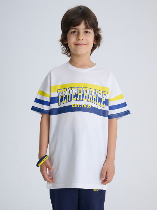 Fenerbahçe Beyaz Yellow Kanarya Çocuk Kolej Tshirt