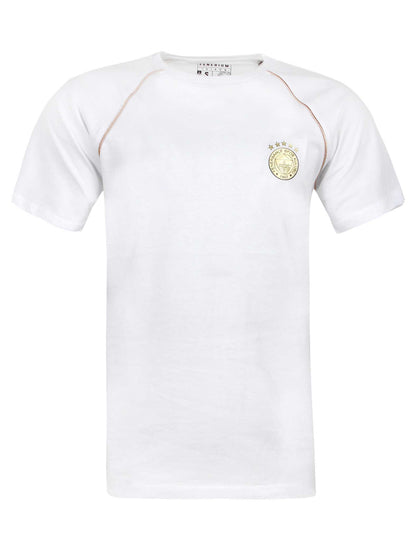 Fenerbahçe Beyaz 5 Yıldız Biyeli Gold Logo Erkek Tshirt