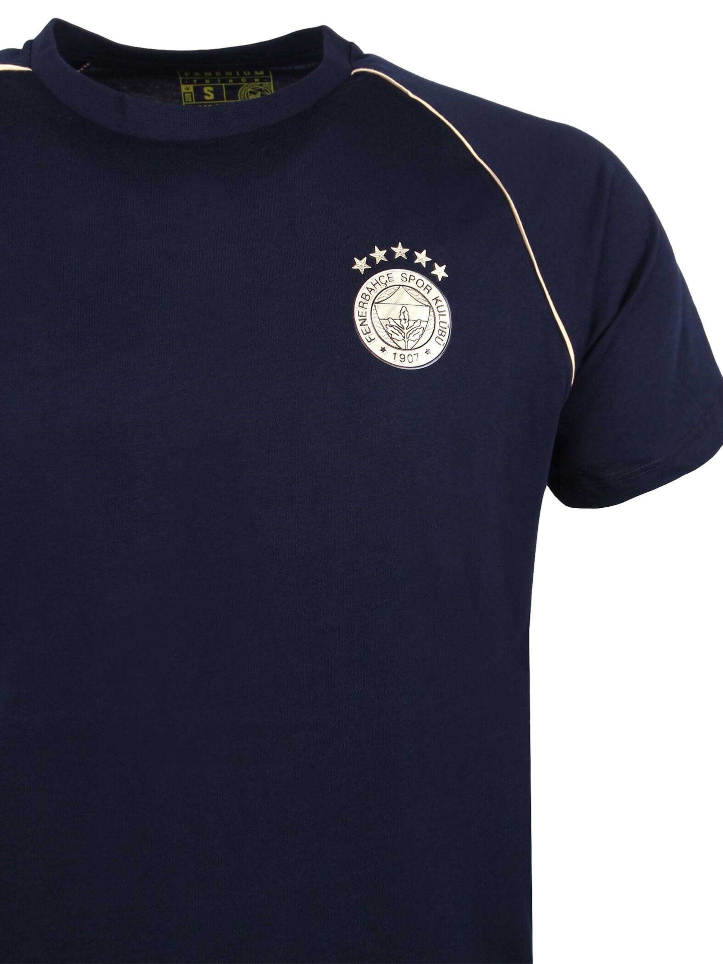 Fenerbahçe Lacivert 5 Yıldız Biyeli Gold Logo Erkek Tshirt