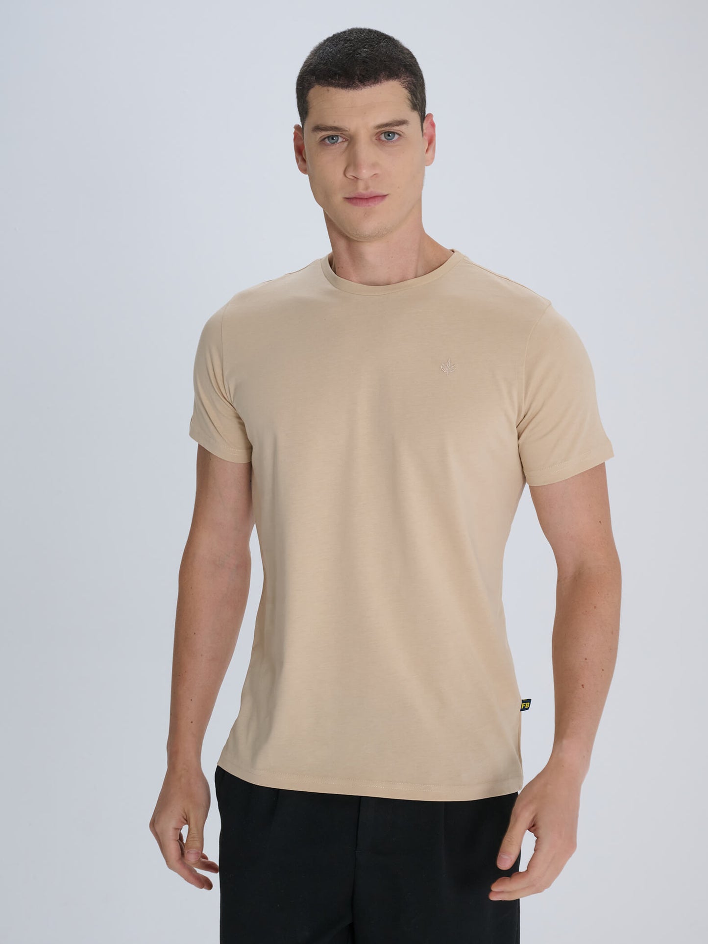 Erkek Taş Süper Basic Bisiklet Yaka Tshirt