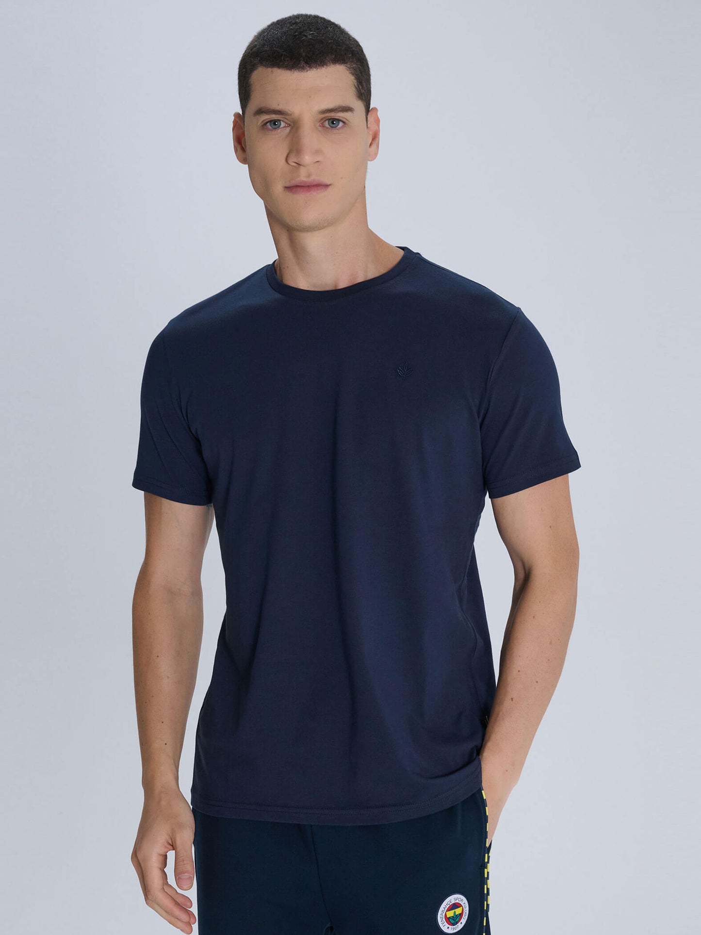 Erkek Lacivert Süper Basic Bisiklet Yaka Tshirt
