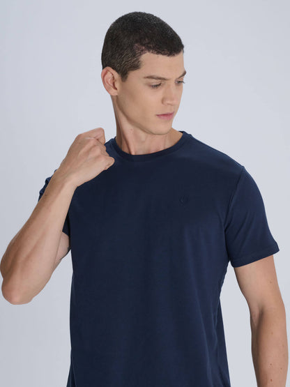 Erkek Lacivert Süper Basic Bisiklet Yaka Tshirt