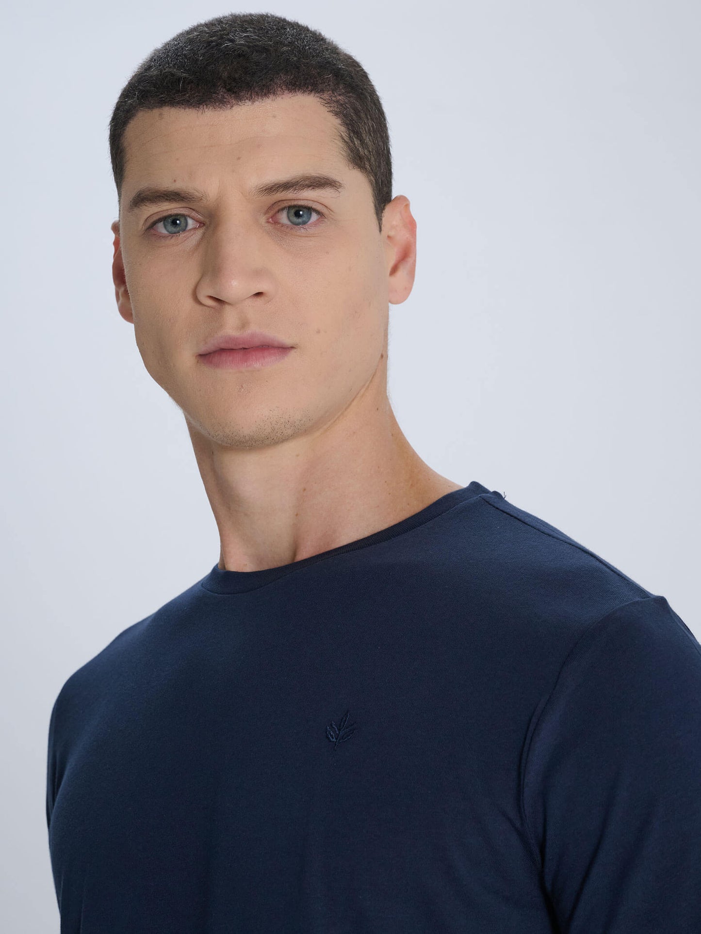 Erkek Lacivert Süper Basic Bisiklet Yaka Tshirt