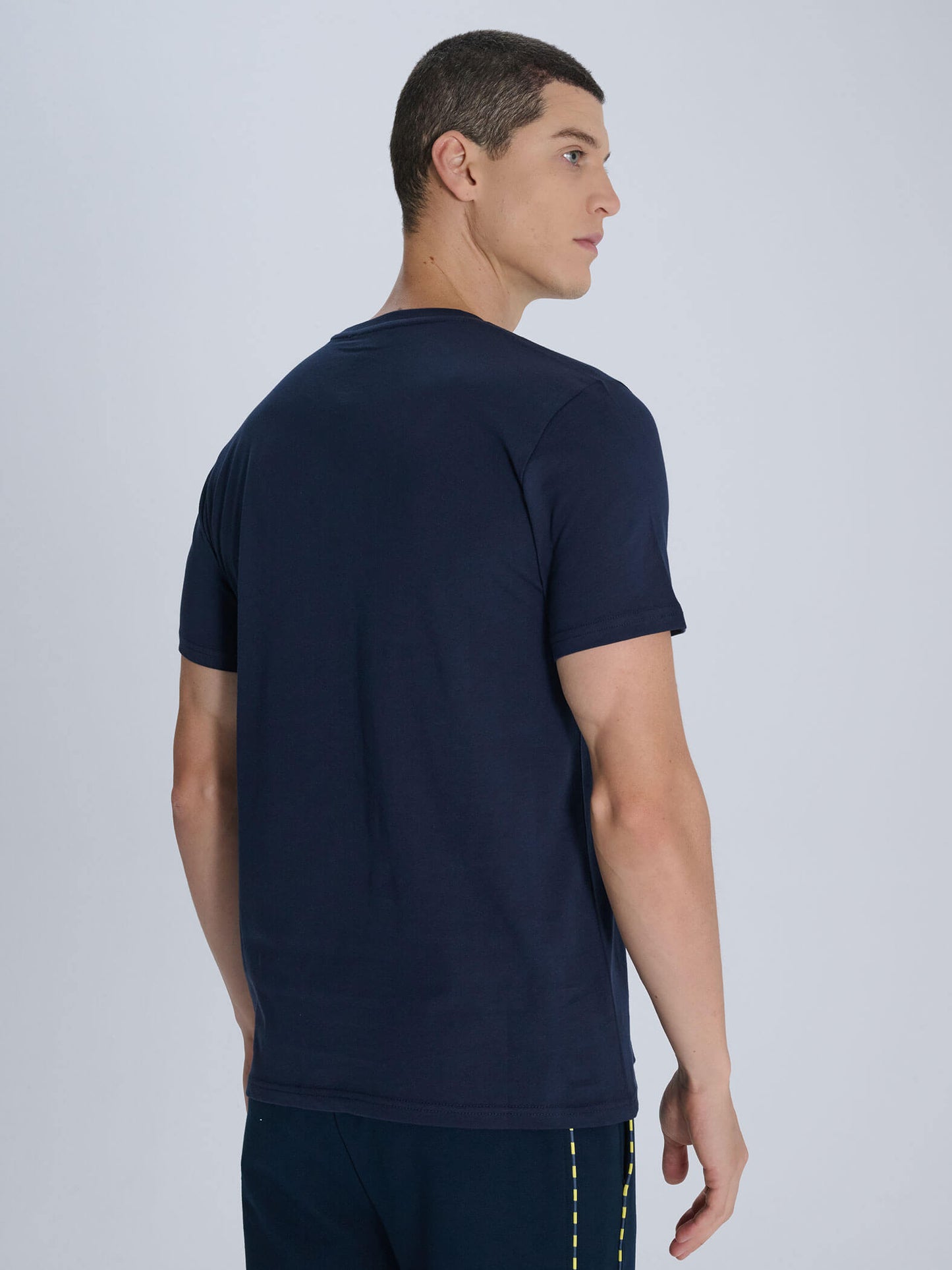Erkek Lacivert Süper Basic Bisiklet Yaka Tshirt