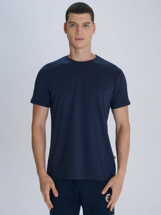 Erkek Lacivert Süper Basic Bisiklet Yaka Tshirt