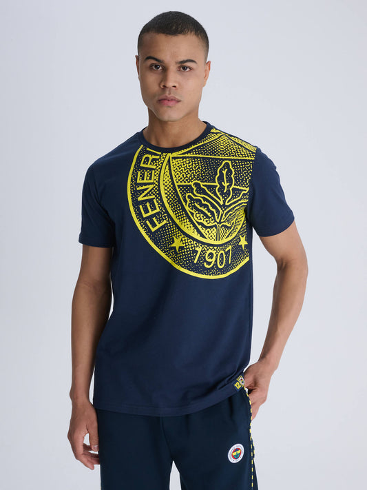 Fenerbahçe Lacivert Halftone Logolu Tribün Erkek Tshirt