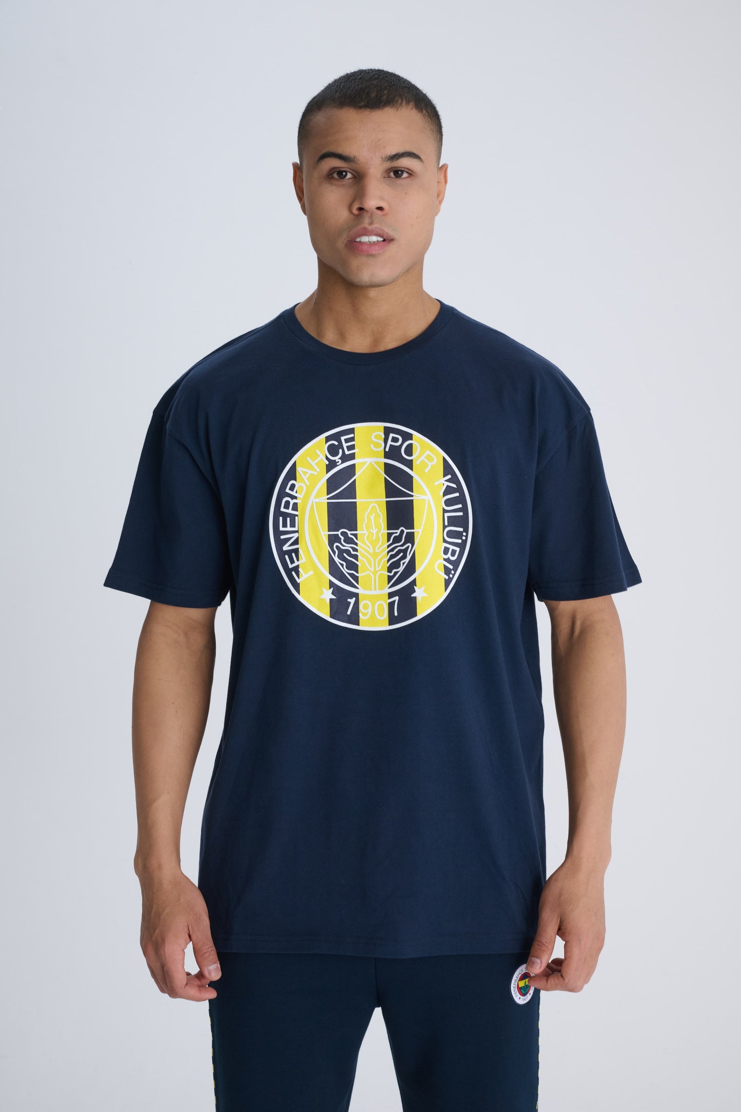 Fenerbahçe Lacivert Tribün Çubuklu Logolu Erkek Oversize Tshirt