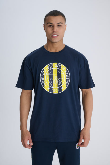Fenerbahçe Lacivert Tribün Çubuklu Logolu Erkek Oversize Tshirt