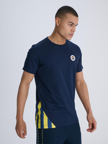 Fenerbahçe Lacivert Tribün Çubuklu Detaylı Erkek Tshirt
