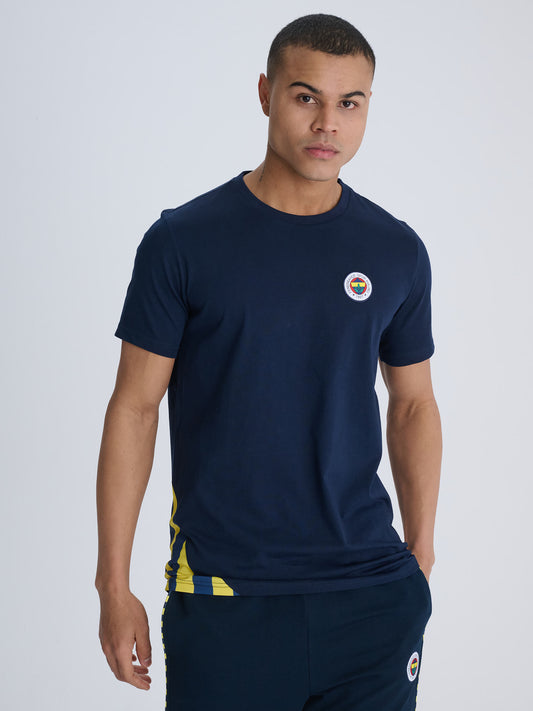 Fenerbahçe Lacivert Tribün Çubuklu Detaylı Erkek Tshirt
