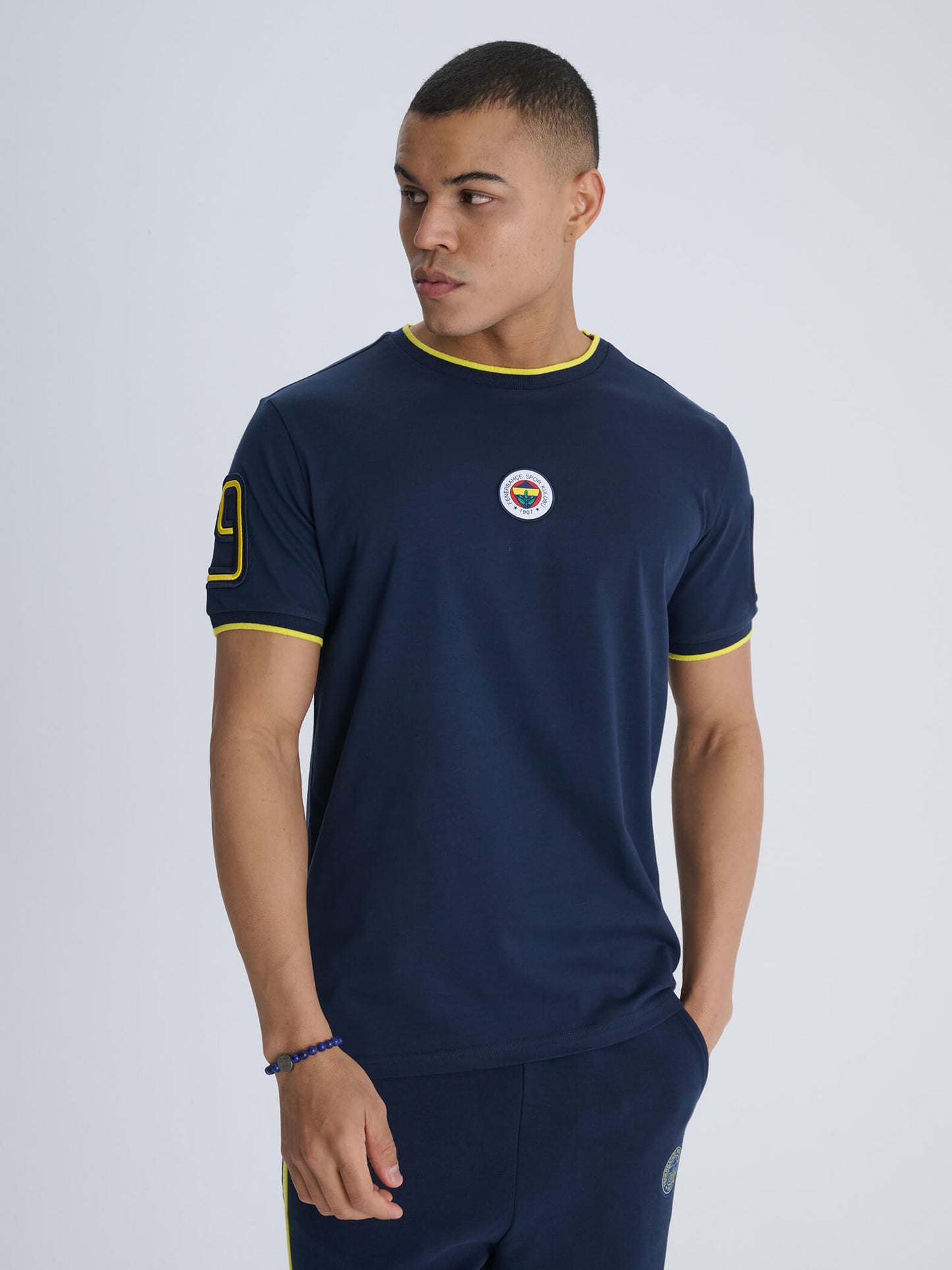 Fenerbahçe Lacivert Tribün Triko Bant Detaylı Erkek Tshirt